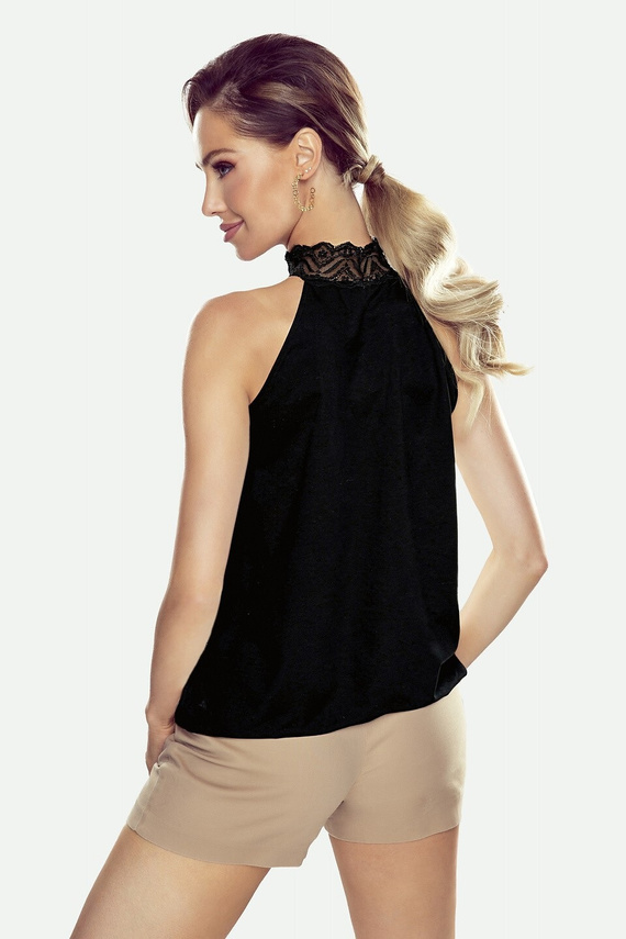 Blusa da donna Eldar Catriona in viscosa con pizzo, spalle scoperte, nero