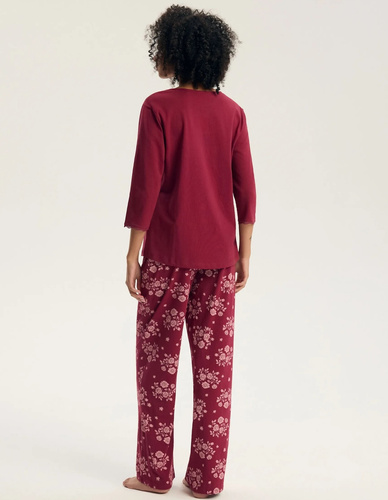 Pigiama da donna Henderson Ginni 45419 100% cotone manica lunga gatti grigia