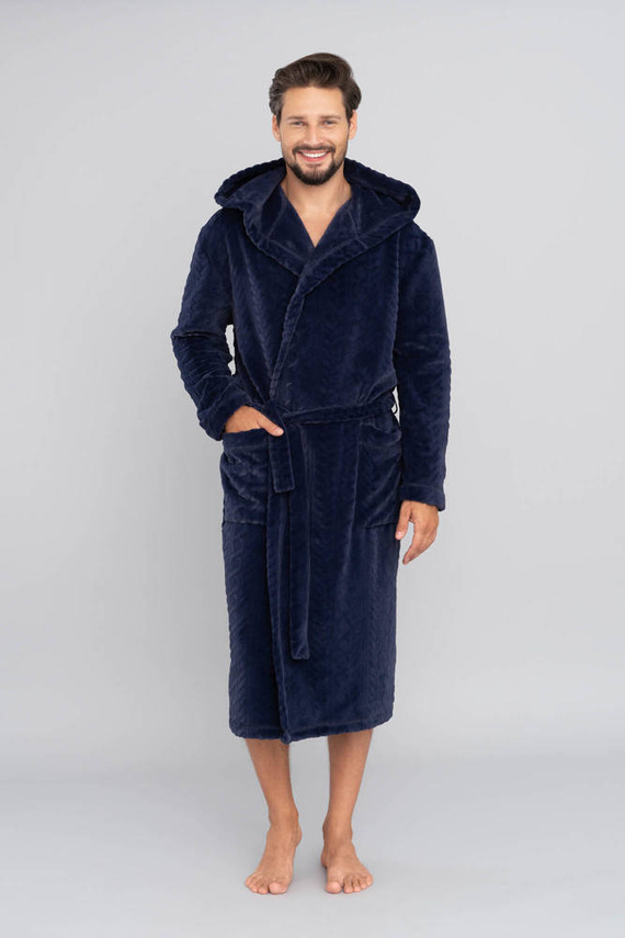Zygmunt Accappatoio da uomo con cappuccio Moda italiana - blu navy