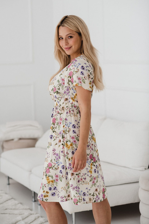 Lovely Dress abito premaman e da allattamento a manica corta Milk&Love crema floreale