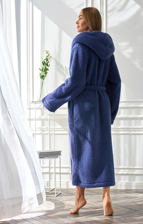 2556 Heaven Vestaglia lunga da donna L&L con cappuccio - navy