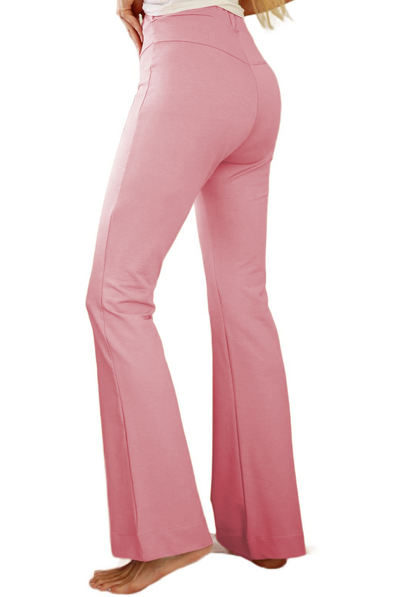 Cara - pantaloni da donna in cotone, gamba svasata, 95% cotone 5% elastan | marca polacca Mirale - rosa