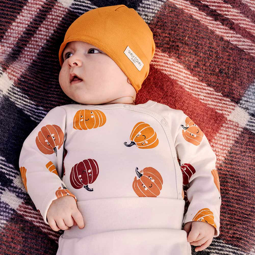 Body da bambino senza cerniera Eevi Halloween - ecru, zucche, cotone