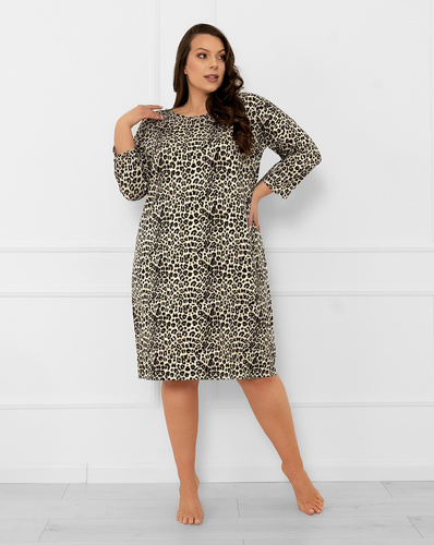 Kenia Camicia da notte da donna Moda italiana - stampa leopardo, manica 3/4