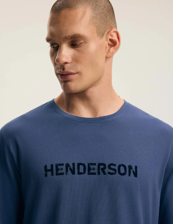 Henderson Flock 45491 Pigiama Uomo Steel Blue Lunga 100% Cotone