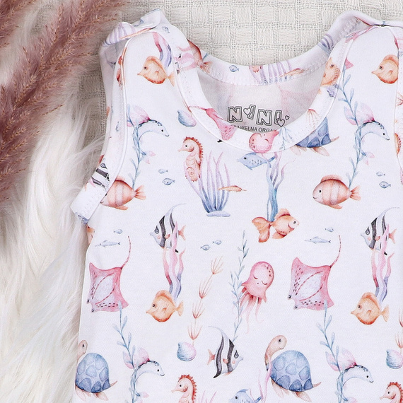 ABN-5480 Mondo sommerso Nini - pigiama per neonati in cotone biologico, piedini rivestiti