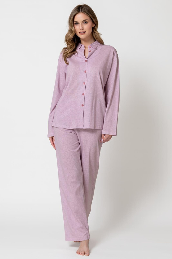 Pigiama donna Odessa 1821 Leveza rosa 100% cotone con bottoni