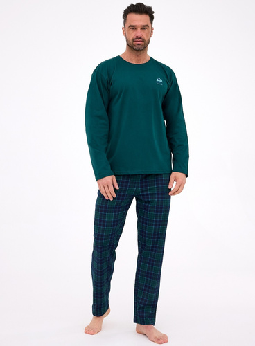 Pigiama uomo 124/307 Denali 3 Cornette verde - cotone, manica lunga