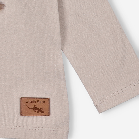 KAR-3004 Camicetta a maniche lunghe da bambina Lagarto Verde beige - elegante, cotone, produzione polacca