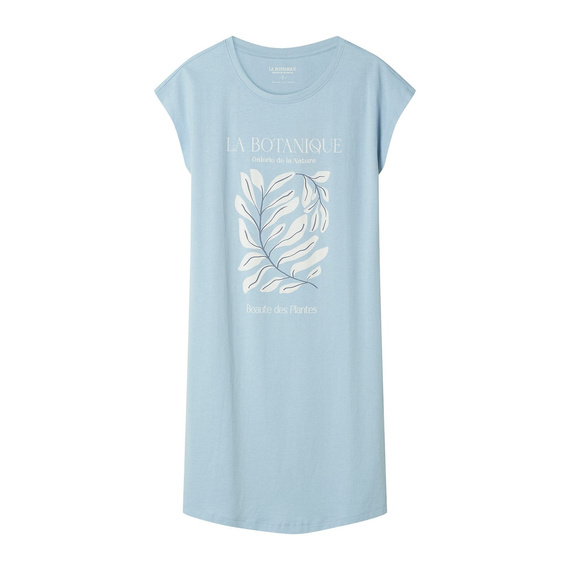 Camicia da notte da donna 45183 Estes blue , cotone, manica corta, scollatura semirotonda, vestibilità ampia