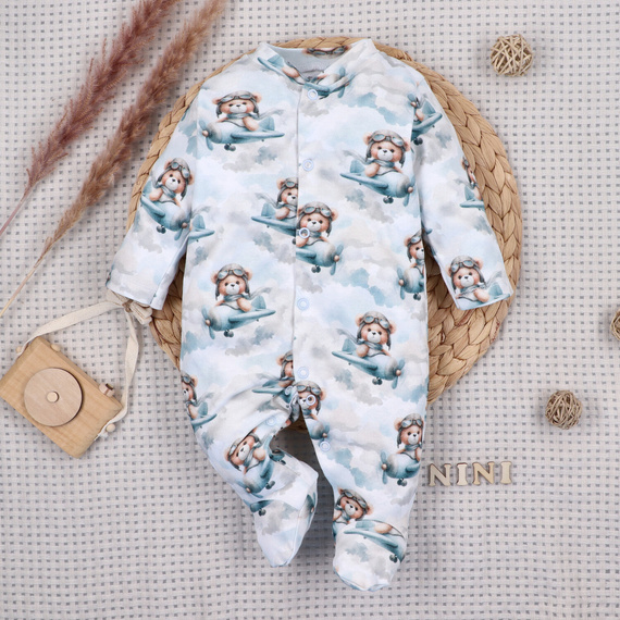 NINI BABY BEAR PILOT tutina neonato in cotone organico ABN-5747/PIL