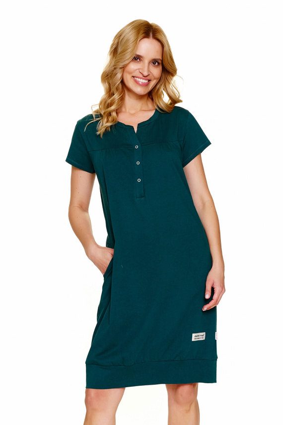 4348 Doctor Nap - Camicia da notte per gravidanza e allattamento | 100% cotone, fabbricazione polacca - smeraldo