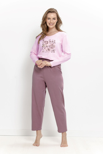 Pigiama donna Taro 3632/3657 Solene lilla 100% cotone lunga
