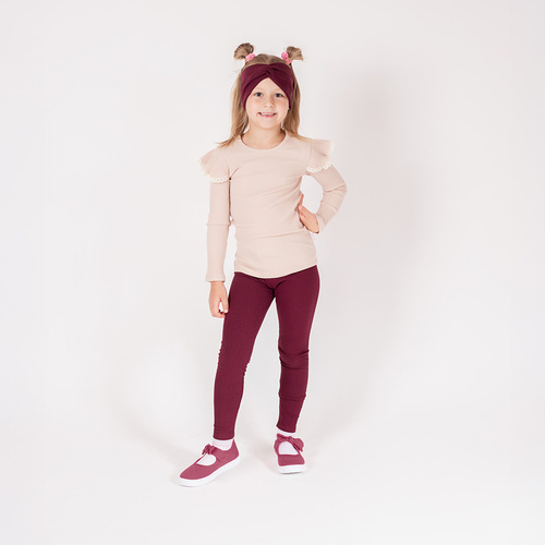 217201 Leggings Alisa Nicol - cotone a coste, bordeaux