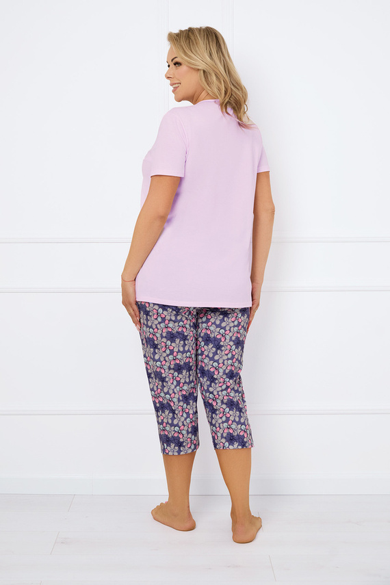 Carbonia Pigiama donna manica corta, pantalone 3/4 Moda italiana - rosa/stampa