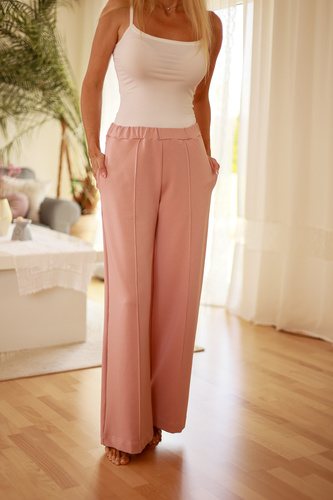 Flint - pantaloni da donna in cotone, vestibilità ampia, 95% cotone 5% elastan | marchio polacco Mirale - rosa