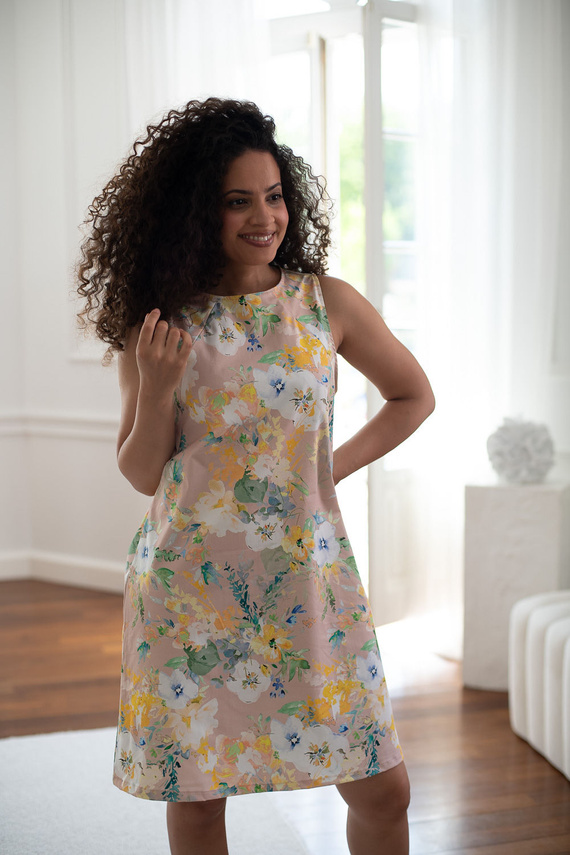 Mama MiA! Milk & Love Abito Premaman e per Allattamento in Cotone beige con fiori