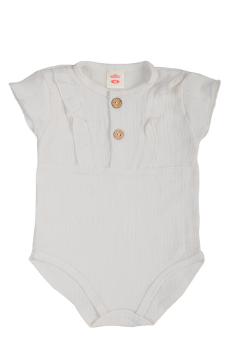 03235GKRE Body KR Girl Just Muslin Ecru Makoma Body neonato in mussola