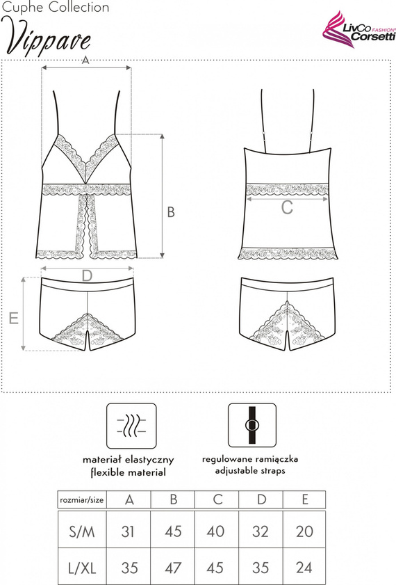 Vippave LC 90598 Set, chemise e pantaloncini LivCo Corsetti Moda