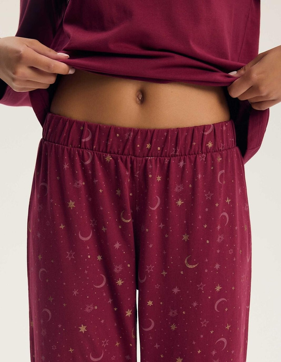 Pigiama da donna Henderson 45439 Gilly Carmine 100% cotone manica lunga