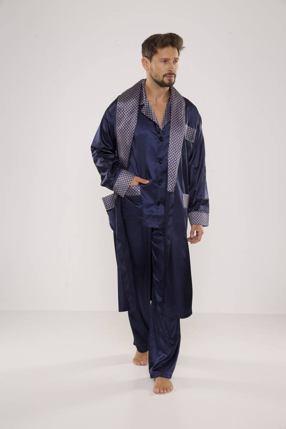 939 Pigiama da uomo in raso - blu navy