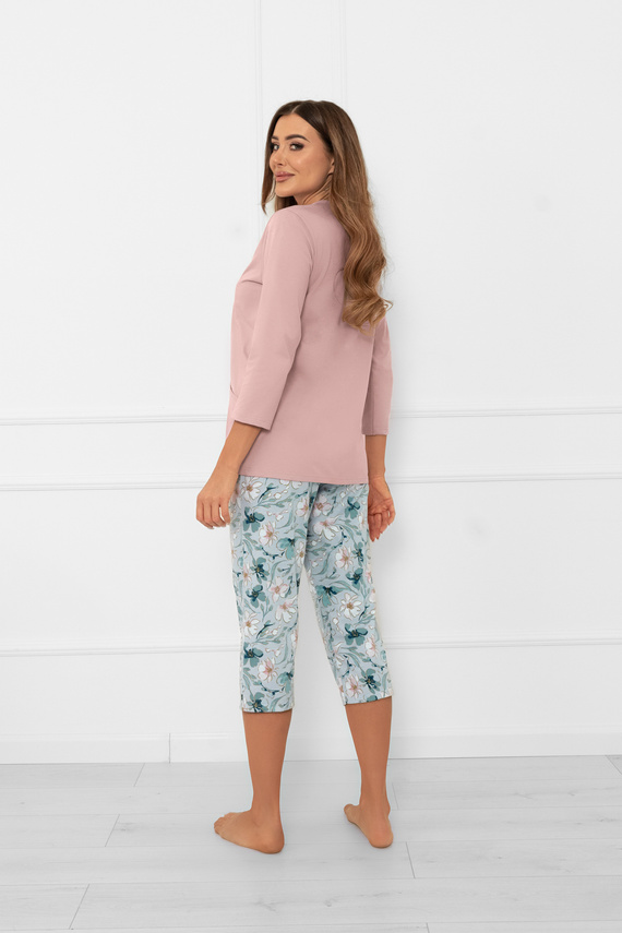 Pigiama da donna Sekwoja - cotone, manica 3/4 e pantalone, con bottoni Moda italiana