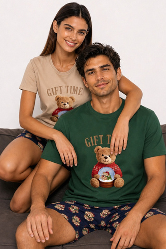 Cornette Gift Time 2 Christmas 1112/517 Pigiama Donna Corto Beige 100% Cotone