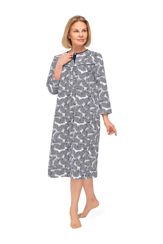 Bogna II 204 Camicia da notte Martel 36 blu navy in cotone con maniche lunghe, abbottonata, ideale come regalo per la nonna