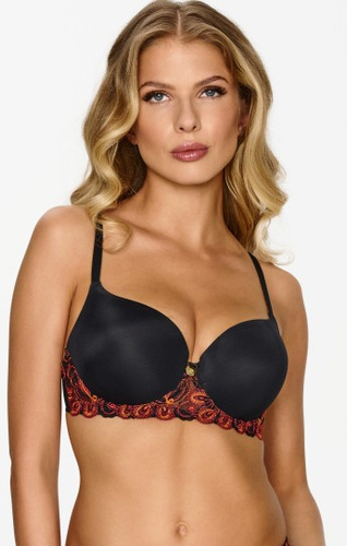 2611 Reggiseno push-up Lupoline - nero con ricami nei toni del rosso