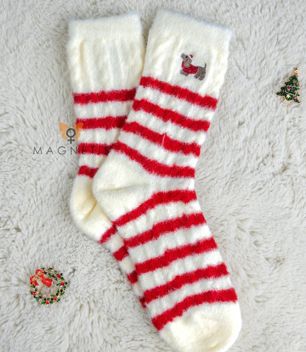 Magnetis calze da donna YN5034 bassotto-cotone, festose con ricamo decorativo