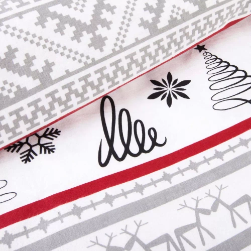 31514/1 Biancheria da letto natalizia in flanella Flanelove Darymex grigio rosso- set 100% cotone, caldo e morbido