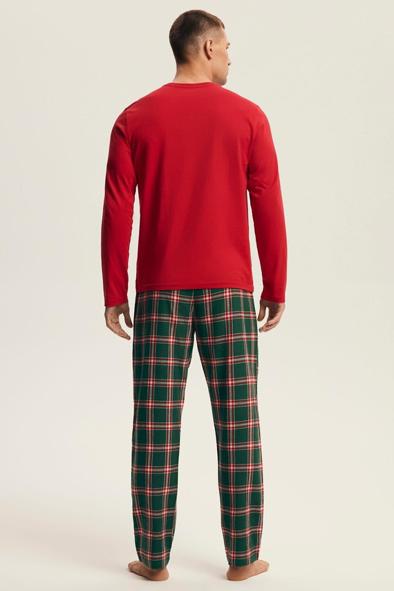 Pigiama Henderson da uomo 43459 Rosso torrone - cotone, festivo, con pantaloni di flanella