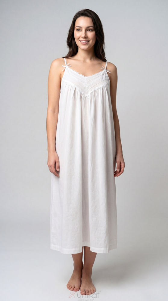 Koszula da notte Unikat Blanche bianca 100% cotone leggera estiva da donna