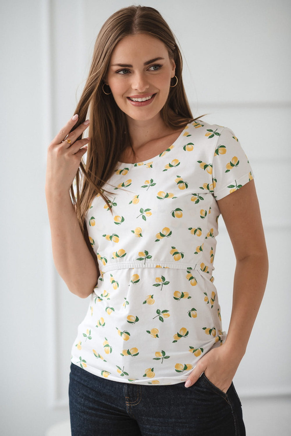 Milk Shirt Milk&Love, camicetta per l'allattamento e la maternità a manica corta, color limone - comoda e alla moda