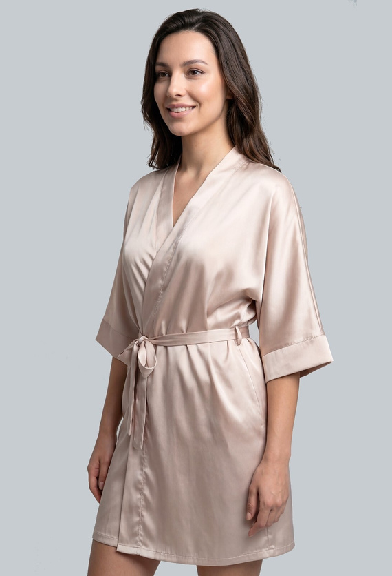 Unikat Beja accappatoio satinato beige leggero elegante confortevole