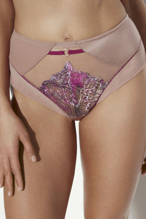 Brazyliany damskie Ava 2271/B Nude/Wine S-3XL – ricamate, trasparenti