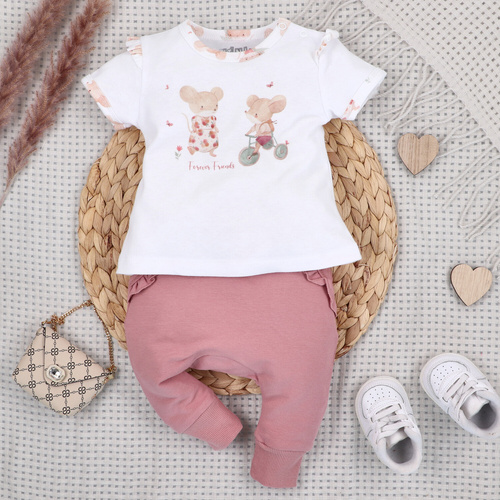 T-shirt neonato Nini Little Mouse cotone biologico stampa bambina manica corta