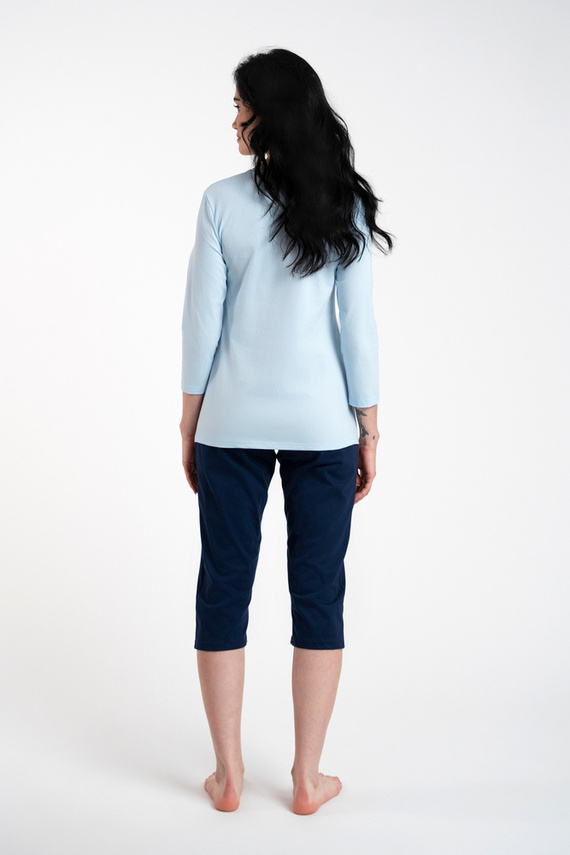 Arietta Pigiama da donna con maniche e pantaloni a 3/4 Moda italiana - blu