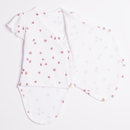 Nicol Hania 226092 Body incrociato 100% cotone con fiori manica corta