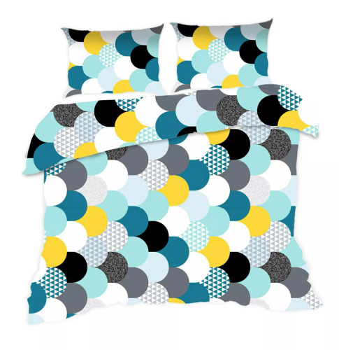 537N Biancheria da letto in cotone Classic E24 Extrapościel geometria turchese- 100% cotone, resistente, colorato, set da 2 pezzi