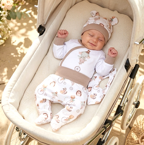 ABK-0049 Completo Neonato Circus Nini in Cotone Organico 4 pezzi