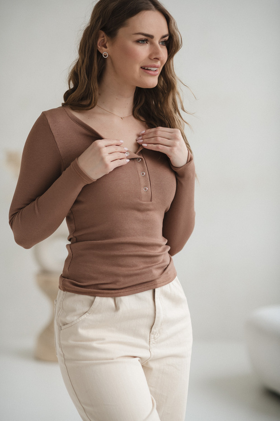 Tummy Milk&Love maglia premaman e allattamento in viscosa toffee