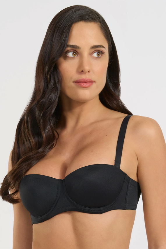 391 Reggiseno Bandeau Nero Selene Bardotka Imbottito con Spalline Staccabili
