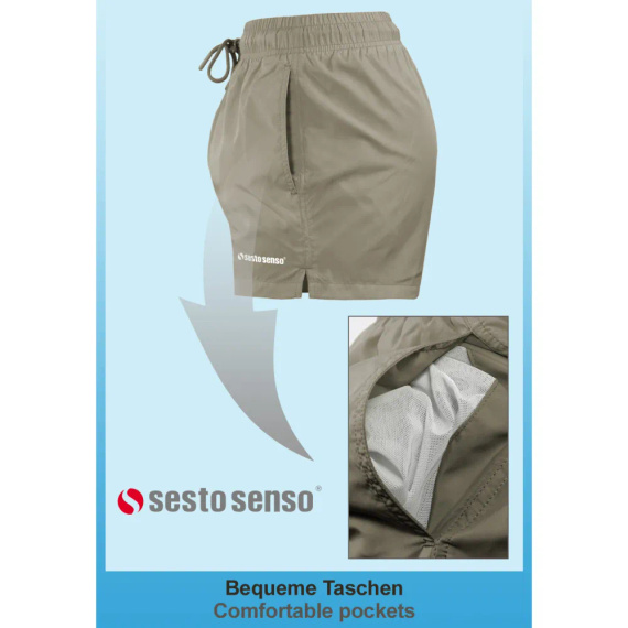 Sesto Senso costume da bagno uomo shorts mare ad asciugatura rapida tasche khaki