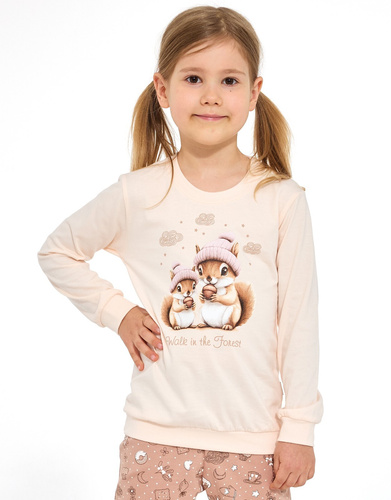 Pigiama lunga da ragazza Cornette Snack 594/200, 592/200 con scoiattoli