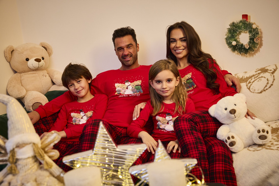 594/185 592/185 Pigiama invernale Cornette per bambina - Natale, rosso, cotone