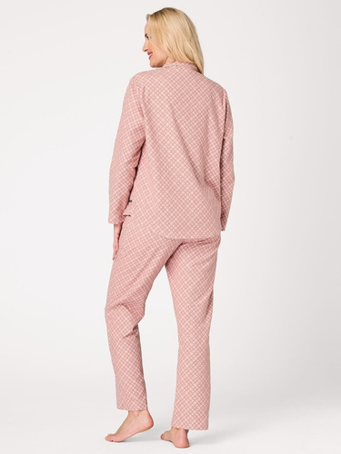 Pigiama donna Key LNS 743 rosa – in flanella, aperta, 100% cotone