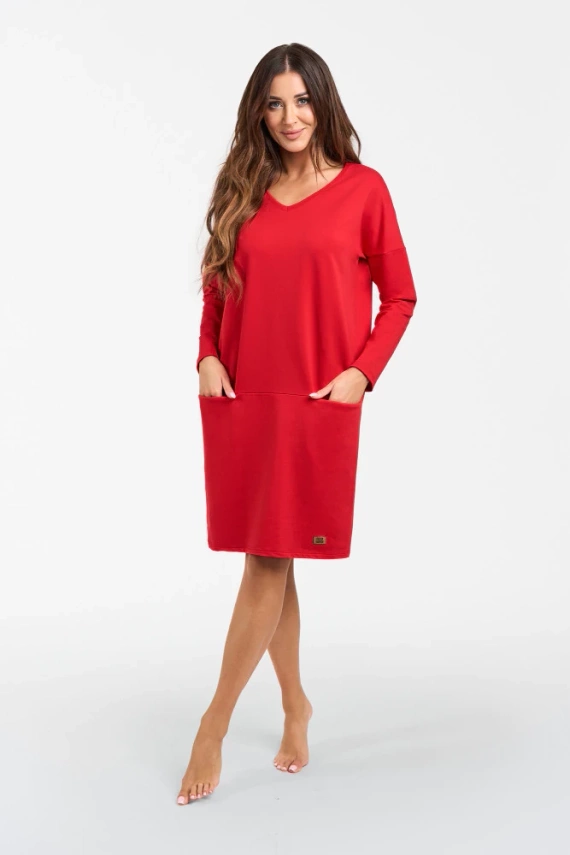 Tunica Karina da donna a maniche lunghe Moda Italiana - rosso