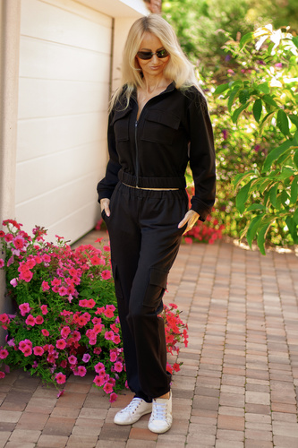 Tuta da donna Mili Mirale in cotone, comodo set con tasche - produzione polacca - nero