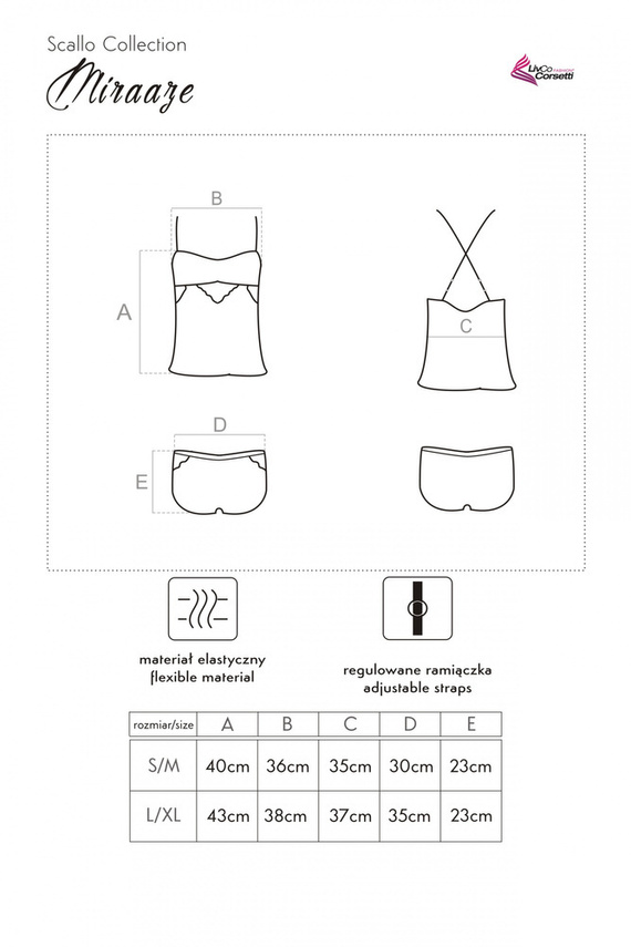 Miraaze Pink LC 90567 Set, chemise+pantaloncini LivCo Corsetti Fashion